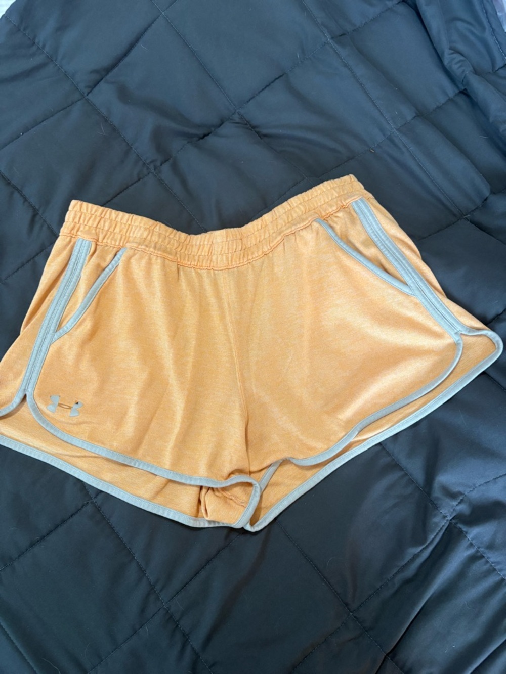 Under Armour Orange Women's Athletic Shorts with Light Gray Trim